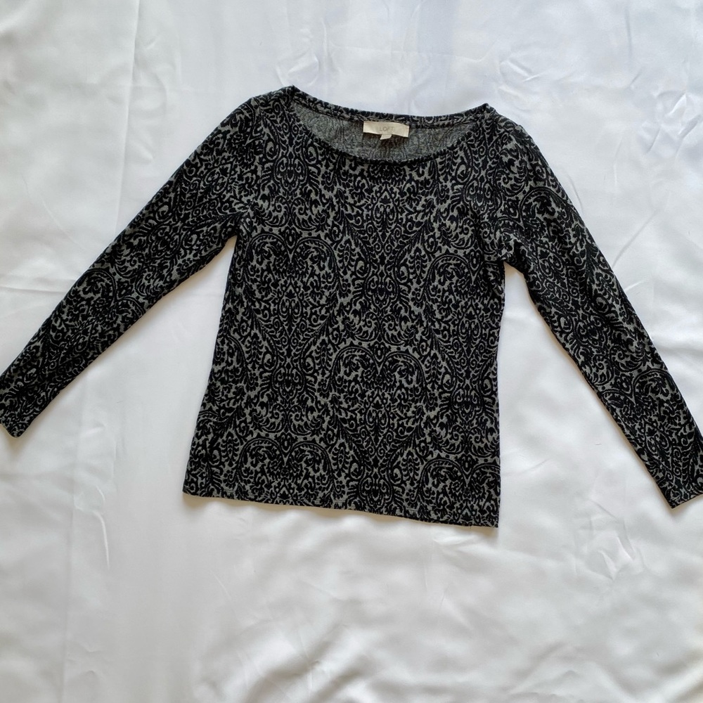 Loft Damask Pattered Long Sleeve Top